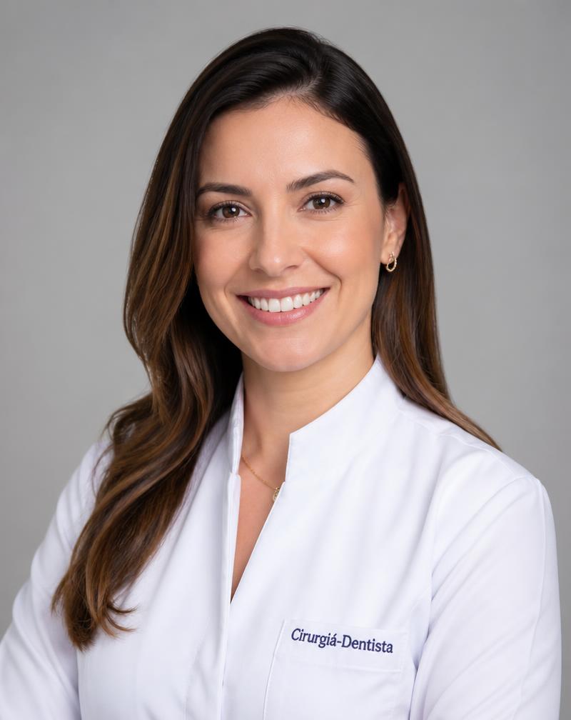 Retrato profissional de Dra. Marina Almeida, especialista em estética dental